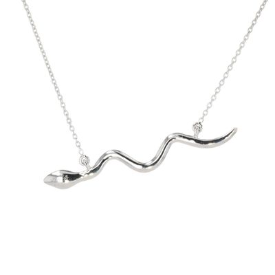 Ladies Snake Necklace 10kt WG 1.3gr 16" 0.5mm Natural 0.10cttw NE00190