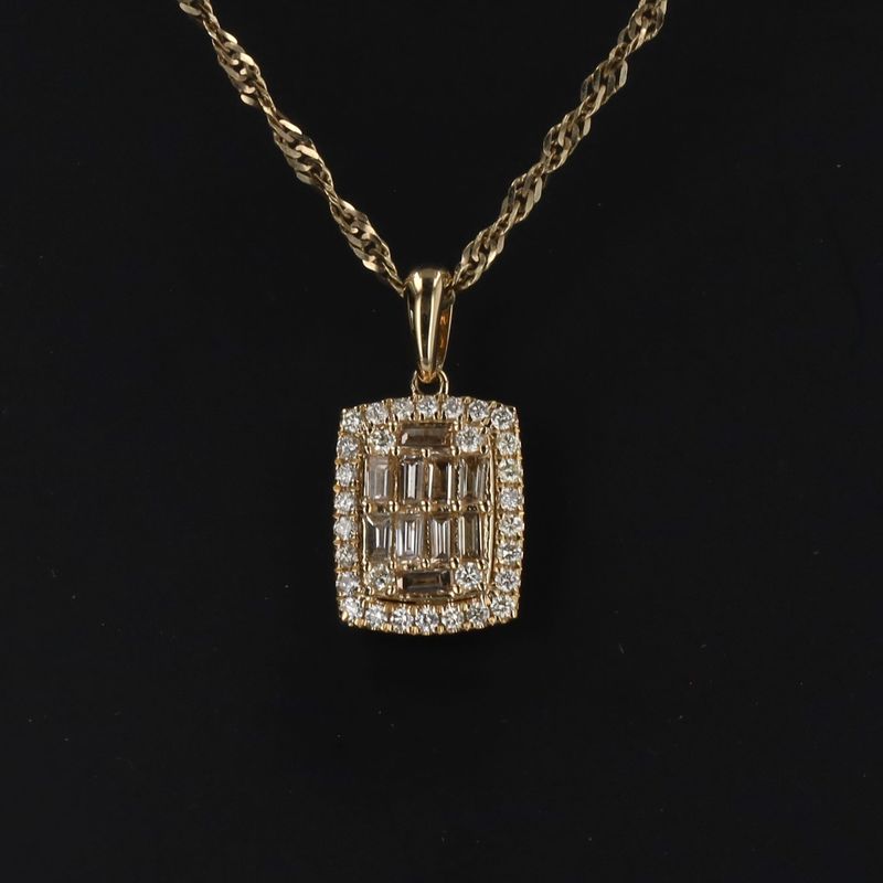 Baguette Pendant Charm 10kt YG 1.1gr Natural 0.50cttw PN00210