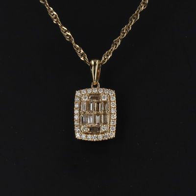 Baguette Pendant Charm 10kt YG 1.1gr Natural 0.50cttw PN00210