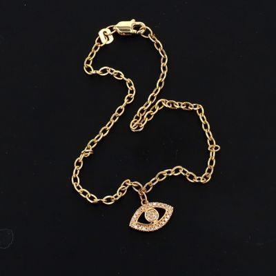 Diamond Evil Eye Bracelet 10kt YG 1.2gr 7" Natural 0.06cttw BR000396
