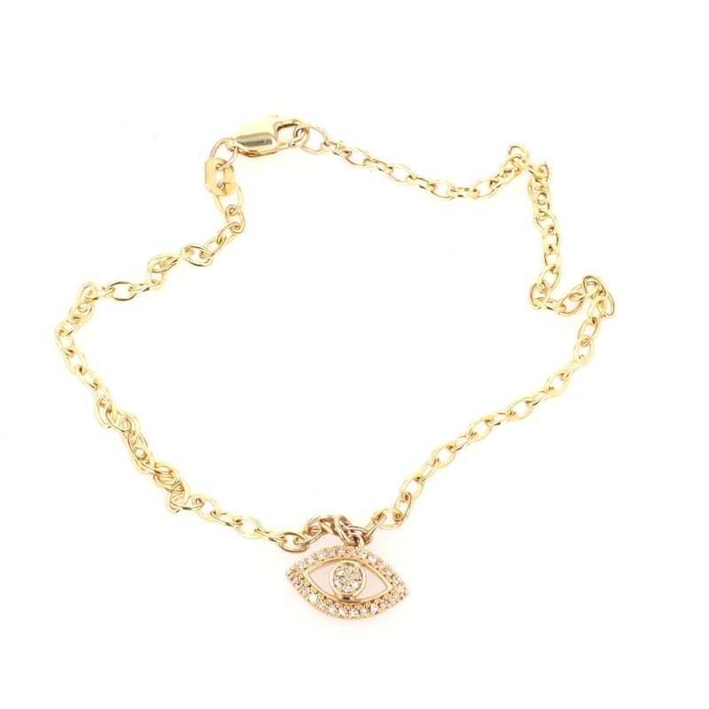 Diamond Evil Eye Bracelet 10kt YG 1.2gr 7" Natural 0.06cttw BR000396