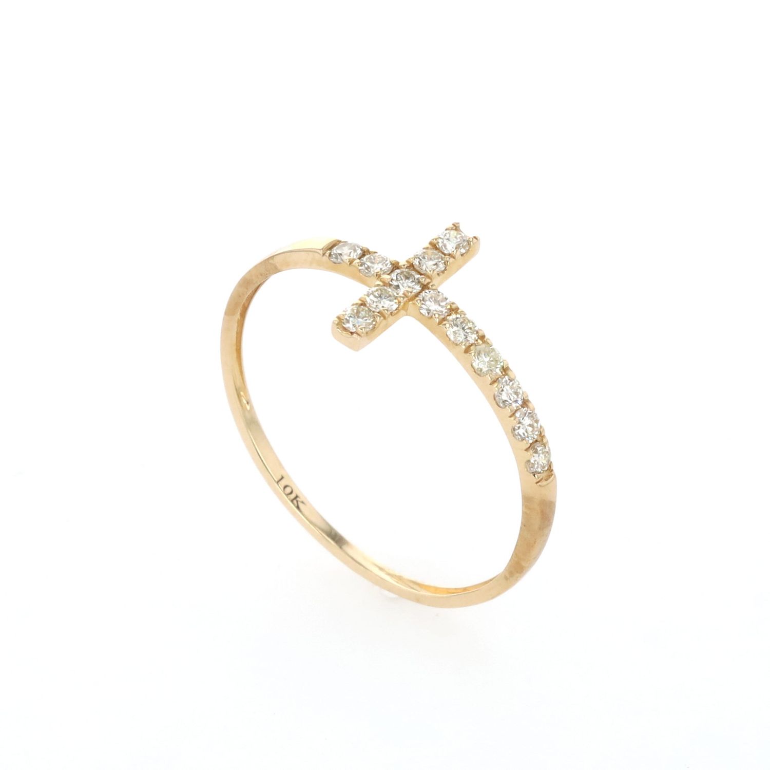 Diamond Cross Ring 10kt YG YG 0.6gr Size 7 Natural 0.25cttw RN00263