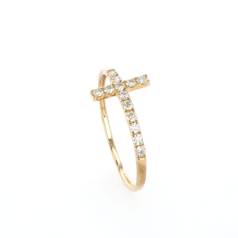 Diamond Cross Ring 10kt YG YG 0.6gr Size 7 Natural 0.25cttw RN00263