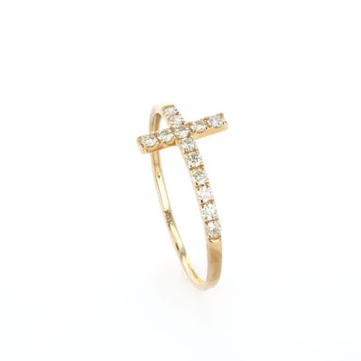 Diamond Cross Ring 10kt YG YG 0.6gr Size 7 Natural 0.25cttw RN00263