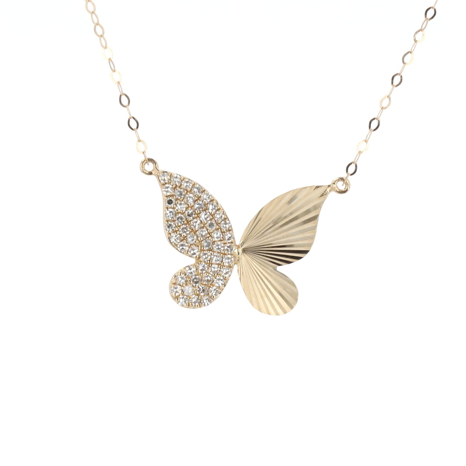 Diamond Butterfly Necklace 10kt YG 1.3gr 16" Natural 0.25cttw NE00191