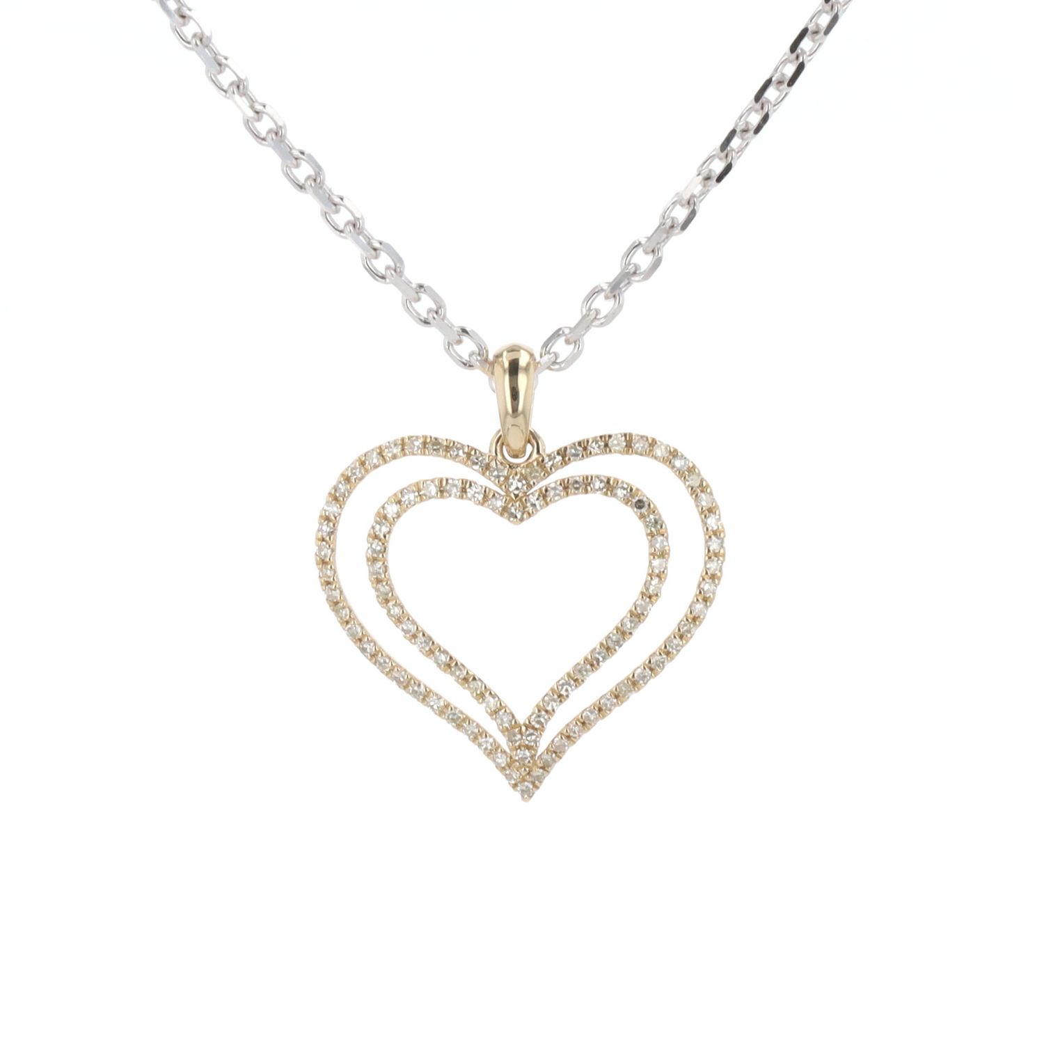 Double Diamond Heart Charm 10kt YG 0.6gr Natural 0.20cttw PN00228