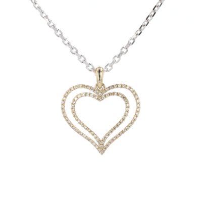 Double Diamond Heart Charm 10kt YG 0.6gr Natural 0.20cttw PN00228