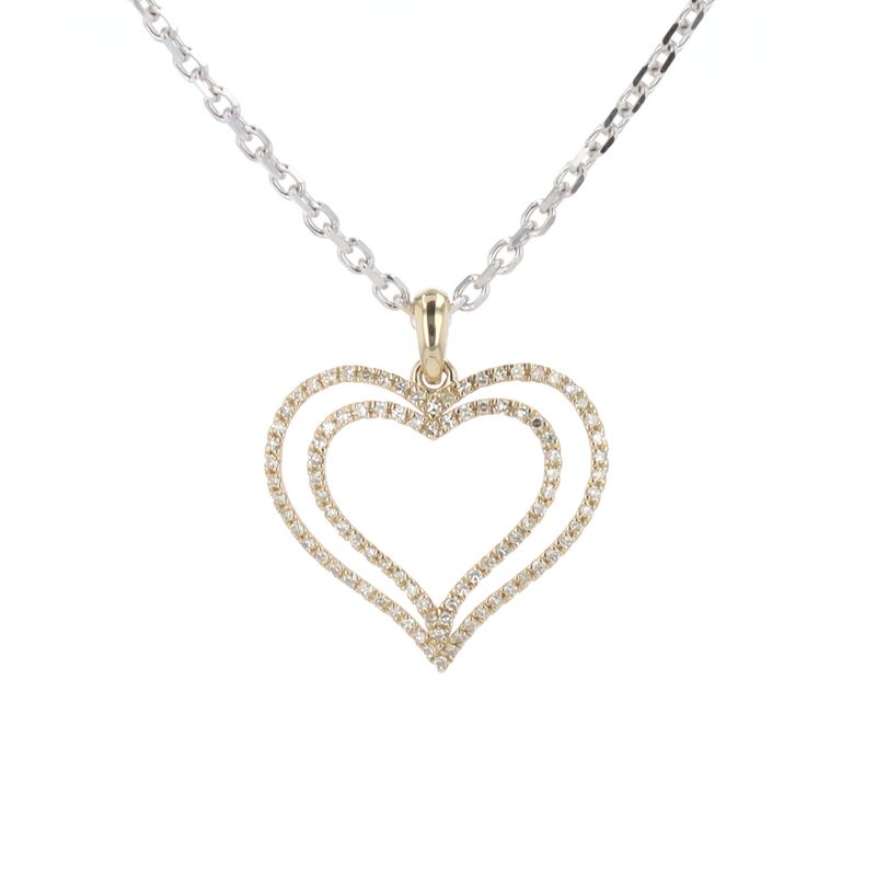 Double Diamond Heart Charm 10kt YG 0.6gr Natural 0.20cttw PN00228