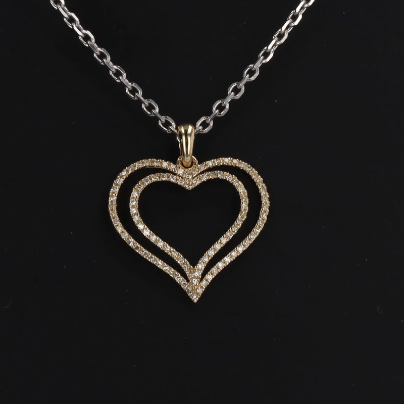 Double Diamond Heart Charm 10kt YG 0.6gr Natural 0.20cttw PN00228