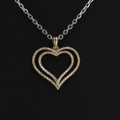 Double Diamond Heart Charm 10kt YG 0.6gr Natural 0.20cttw PN00228