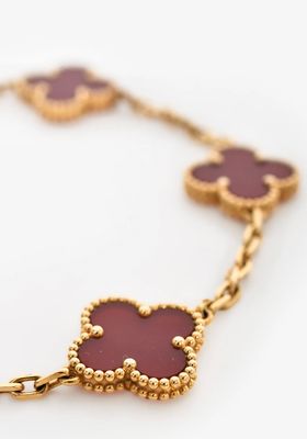 Motif Carnelian Bracelet 18kt YG 7.5" 5 Motifs BR000432C