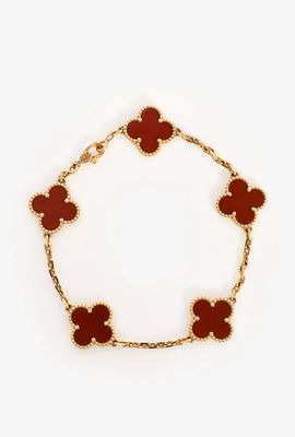 Motif Carnelian Bracelet 18kt YG 7.5" 5 Motifs BR000432C