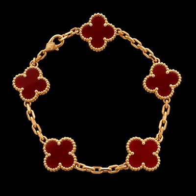 Motif Carnelian Bracelet 18kt YG 7.5" 5 Motifs BR000432C