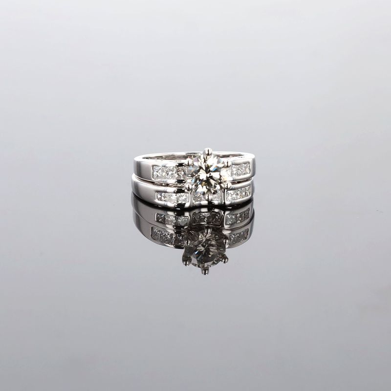 Round Brilliant Diamond Engagement Ring 18kt WG 6.45gr 1.10ct Centre Natural SI1-J-K 0.30ct Natural Band VS1-VS2 G-H RN00266C