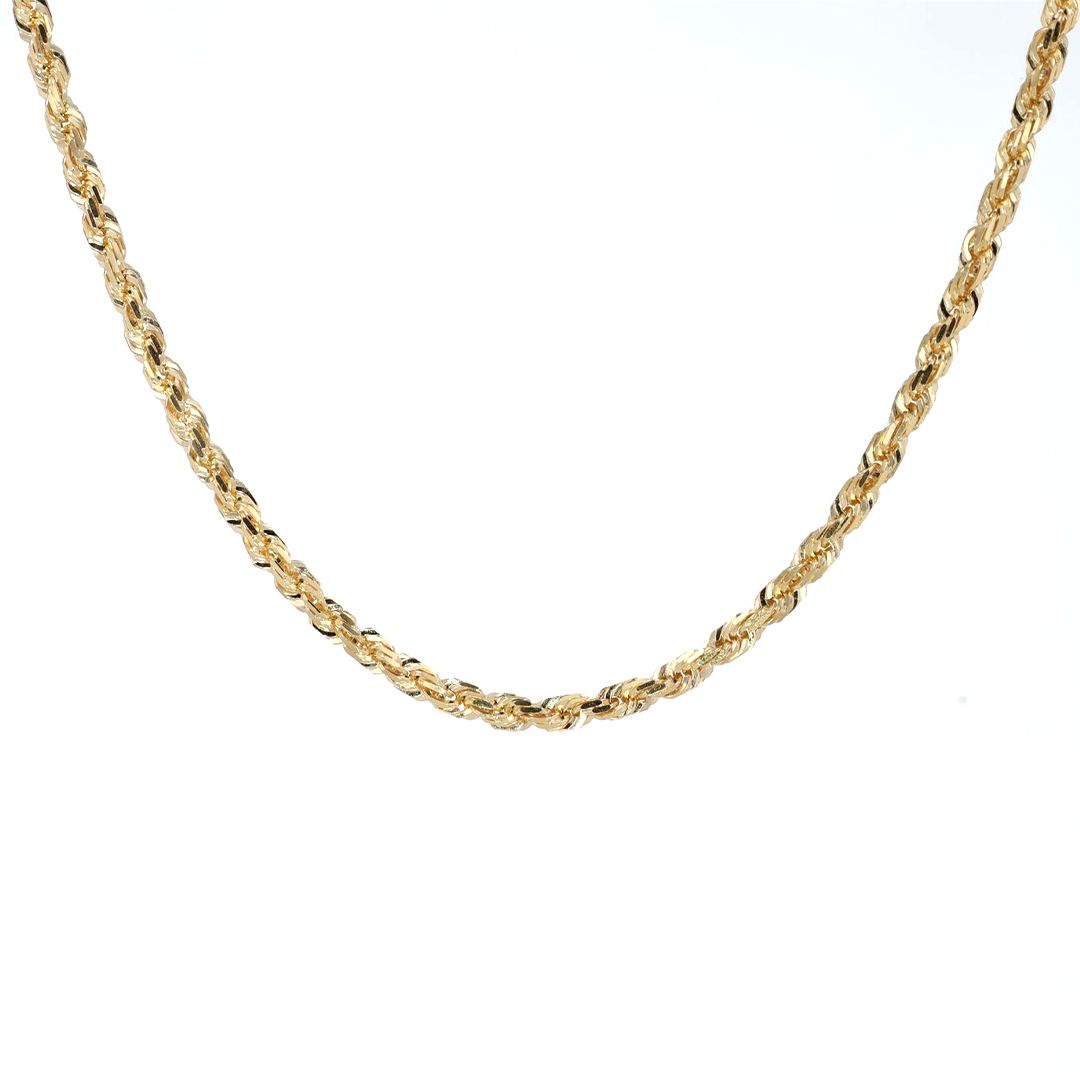 Solid Rope Chain Diamond Cut 24" 4mm 10kt Yellow Gold 31.46gr CH000619