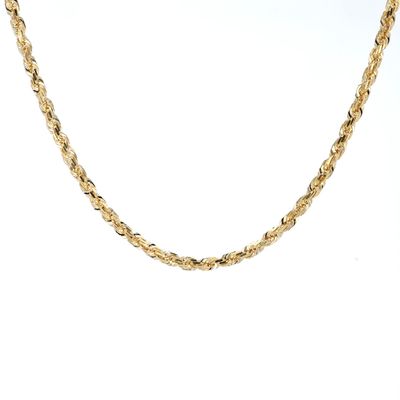Solid Rope Chain Diamond Cut 24" 4mm 10kt Yellow Gold 31.46gr CH000619