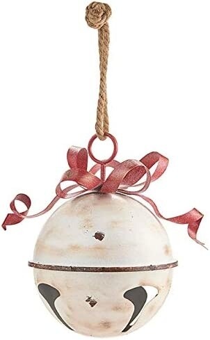RAZ Imports Yuletide Gathering 13.75&quot; White Glittered Jingle Bell