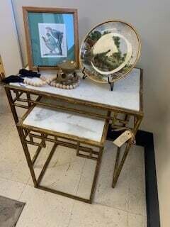 Set of Metal w/ Marble Top Nesting Tables