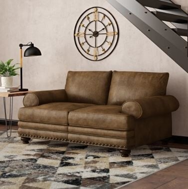 Claremore 71.5” Faux Leather Pillow Top Arm Loveseat