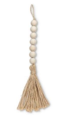 9&quot; Wood Blessing Beads with Tassel, Natural