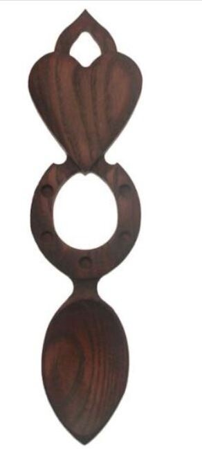Welsh Wooden Lovespoon - Heart &amp; Horse Shoe