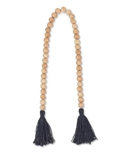 30&quot; Fringe Beaded Cord; Navy/Natural