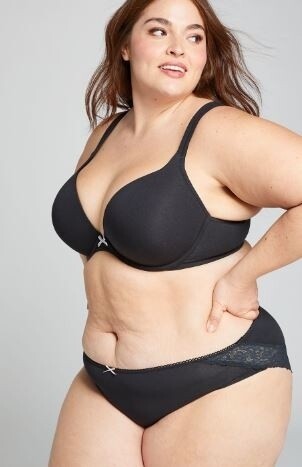 Cacique Cotton Hipster Panty with Lace-Trimmed Back 18/20 Black