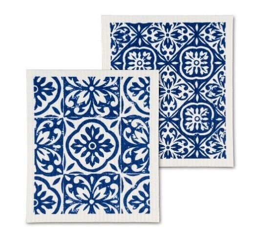 Abbott 2pc Swedish Dishcloths; Blue Tile