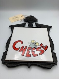 Vintage Ceramic Tile &amp; Cast Iron Trivet