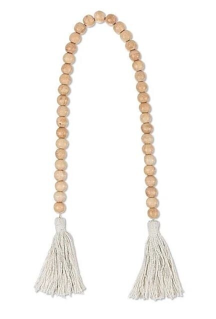 30&quot; Fringe Beaded Cord; Ivory/Natural