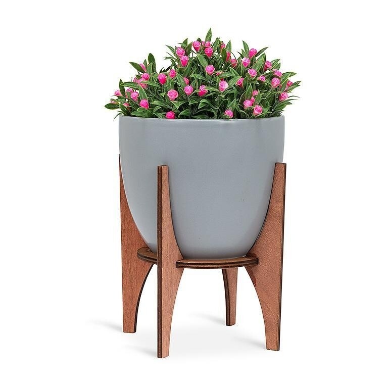 Large Pot with Wooden Stand