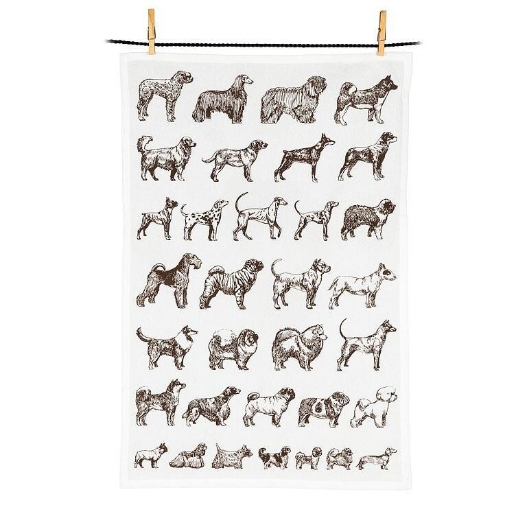 Dog Outline Motif Tea Towel 18&quot;x28&quot;