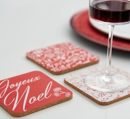 Christmas Sketch Cork Coaster Set of 6 Christmas Sketch Cork Coaster Set of 6