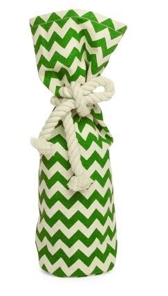 Chevron Wine Bottle Bag Green