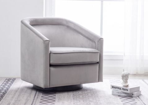 Wovenbyrd Classic Barrel Swivel Chair; Grey Velvet
