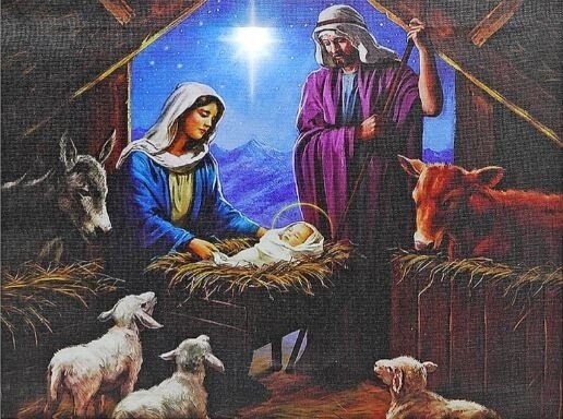 *As Is* Christmas LED Canvas Wall Art Nativity Scene 12&quot; x 16&quot;