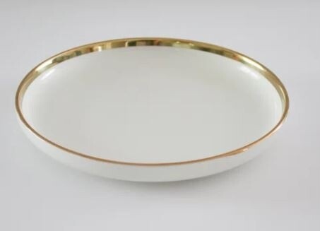 SET OF 4, Elrike Luxury Ceramic White Plate w/Gold Trim - 8&quot;