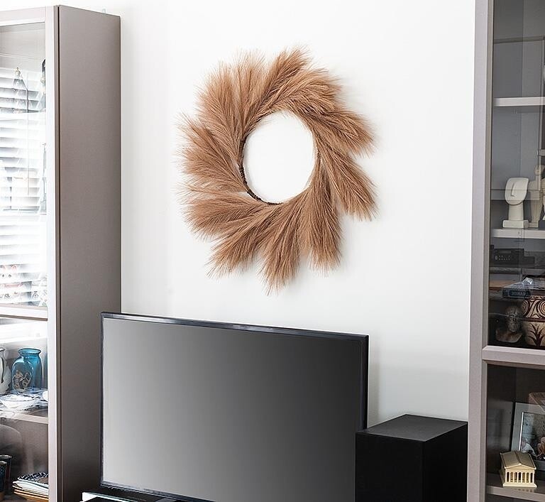Faux Pampas Wreath; Taupe