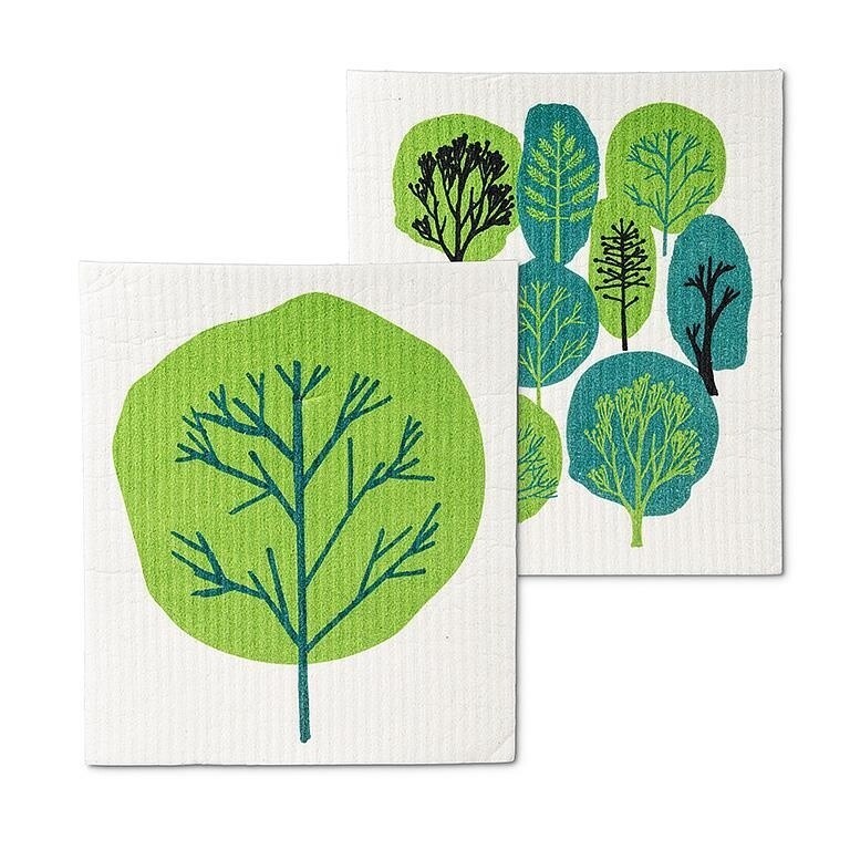 Abbott 2 piece Swedish Dishcloths; Allover Trees