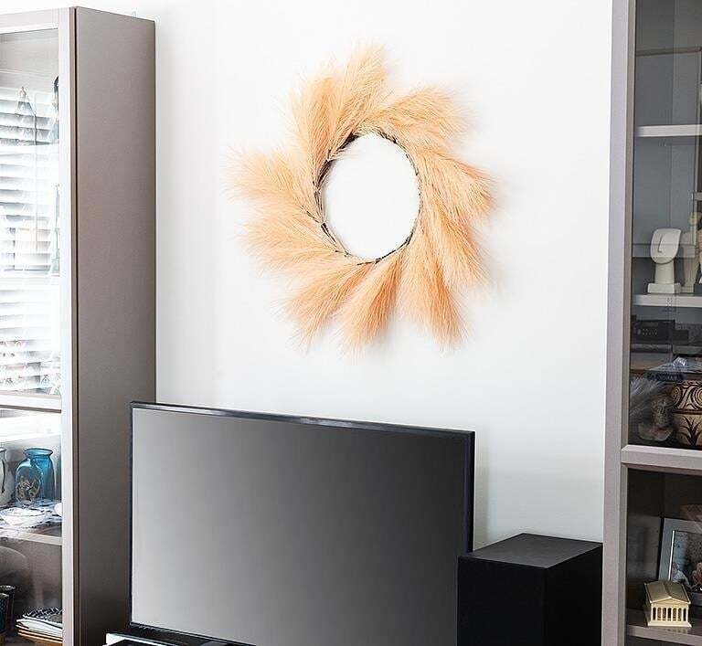 Faux Pampas Wreath; Pink