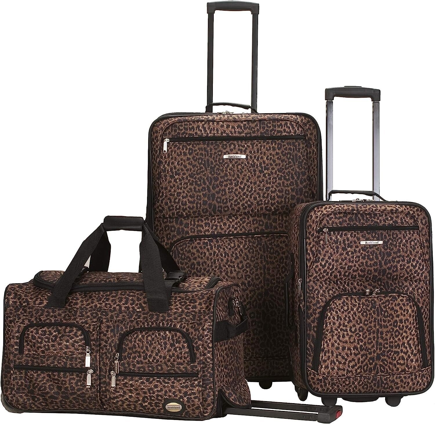 Rockland F165 Printed 3-Piece Luggage Set, Leopard