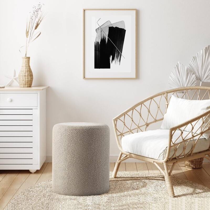 Get Set Style Modern Round Boucle Ottoman