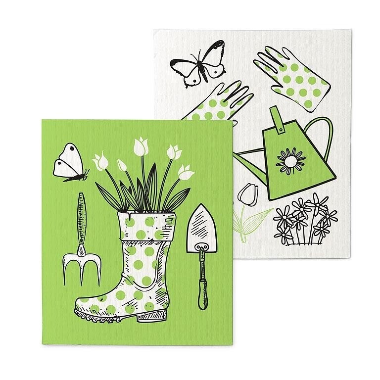 Abbott 2 piece Swedish Dishcloths; Garden Icons
