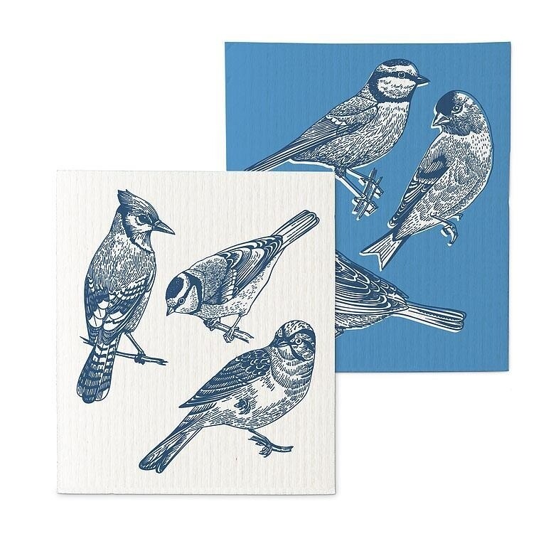 Abbott 2pc Swedish Dishcloths; Bird Sketch