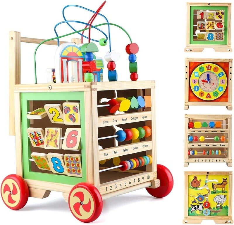 Wondertoys Wooden Activity Cube Toys with Bead Maze