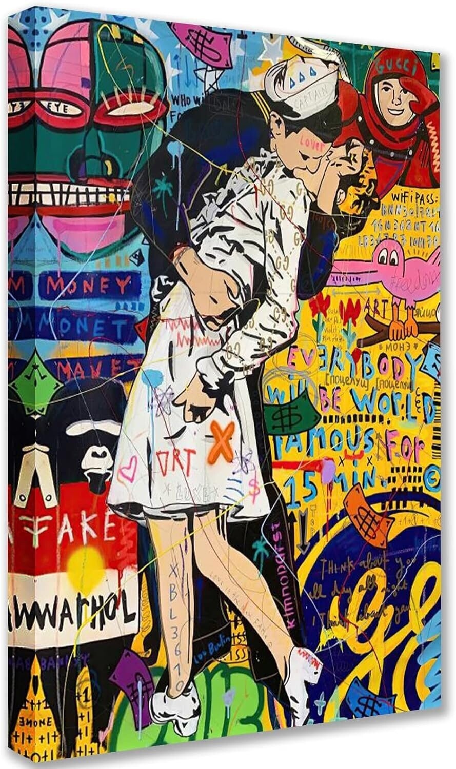 1 Panel Canvas Lover Kissing Wall Art
