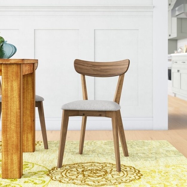 Set of 2 Winona Upholstered Side Dining Chair in Walnut/Gray