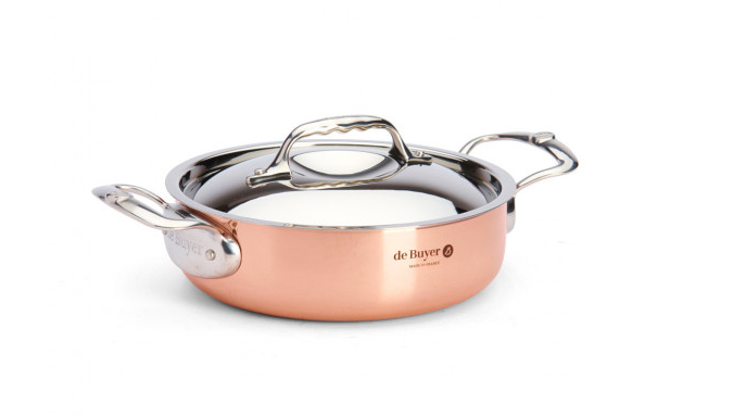 Copper Sauté-Pan with Stainless Steel Lid 9.5&quot;