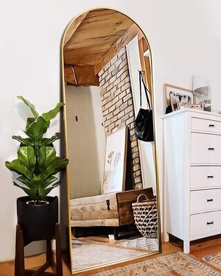 Full Length Arched Floor Mirror with Stand