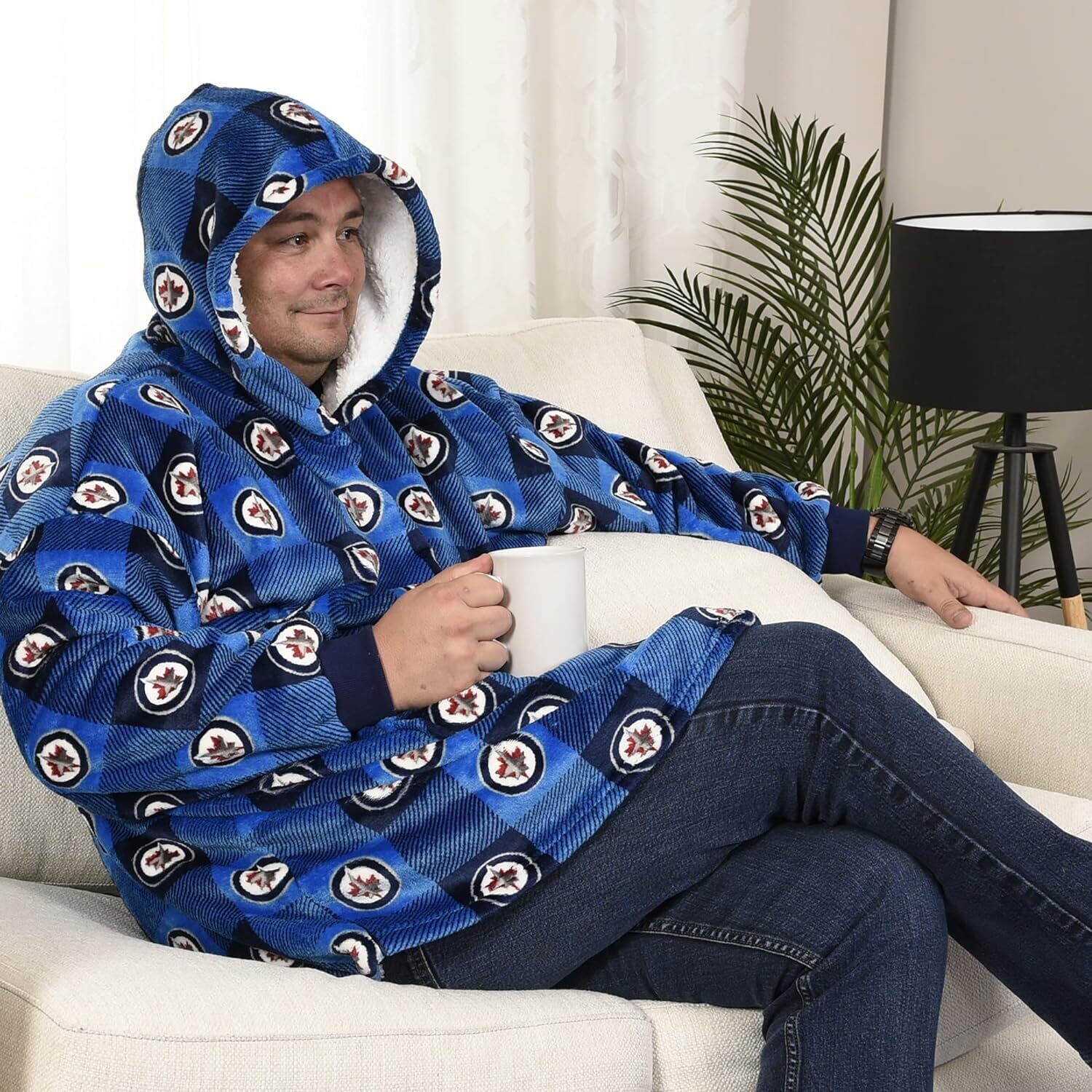 Nemcor NHL Winnipeg Jets Oversized Sherpa Hooded Blanket